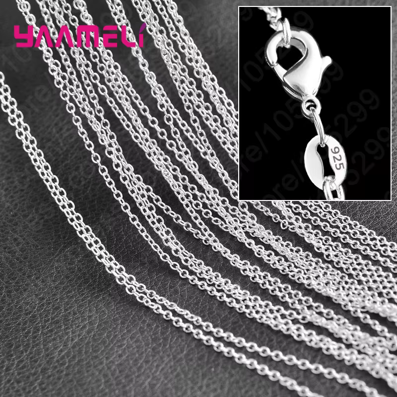 Chaîne à maillons en argent Sterling 925 pur, bijoux de collier avec fermoirs à homard lisses et sol