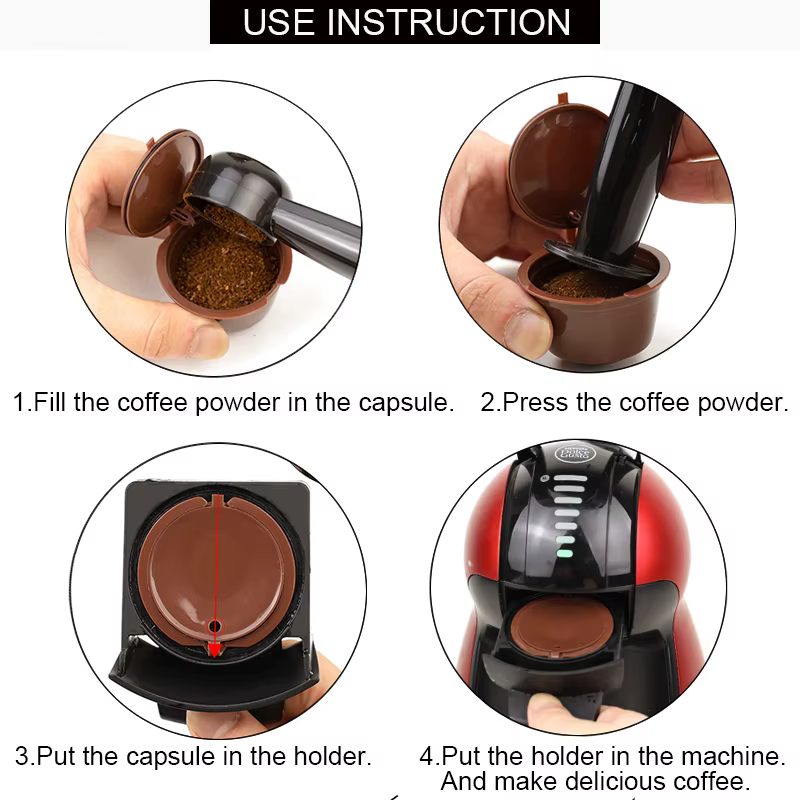 Capsules rechargeables pour café Nescafe DOLCE GUSTO, 10 pièces, filtre réutilisable avec cuillère, 