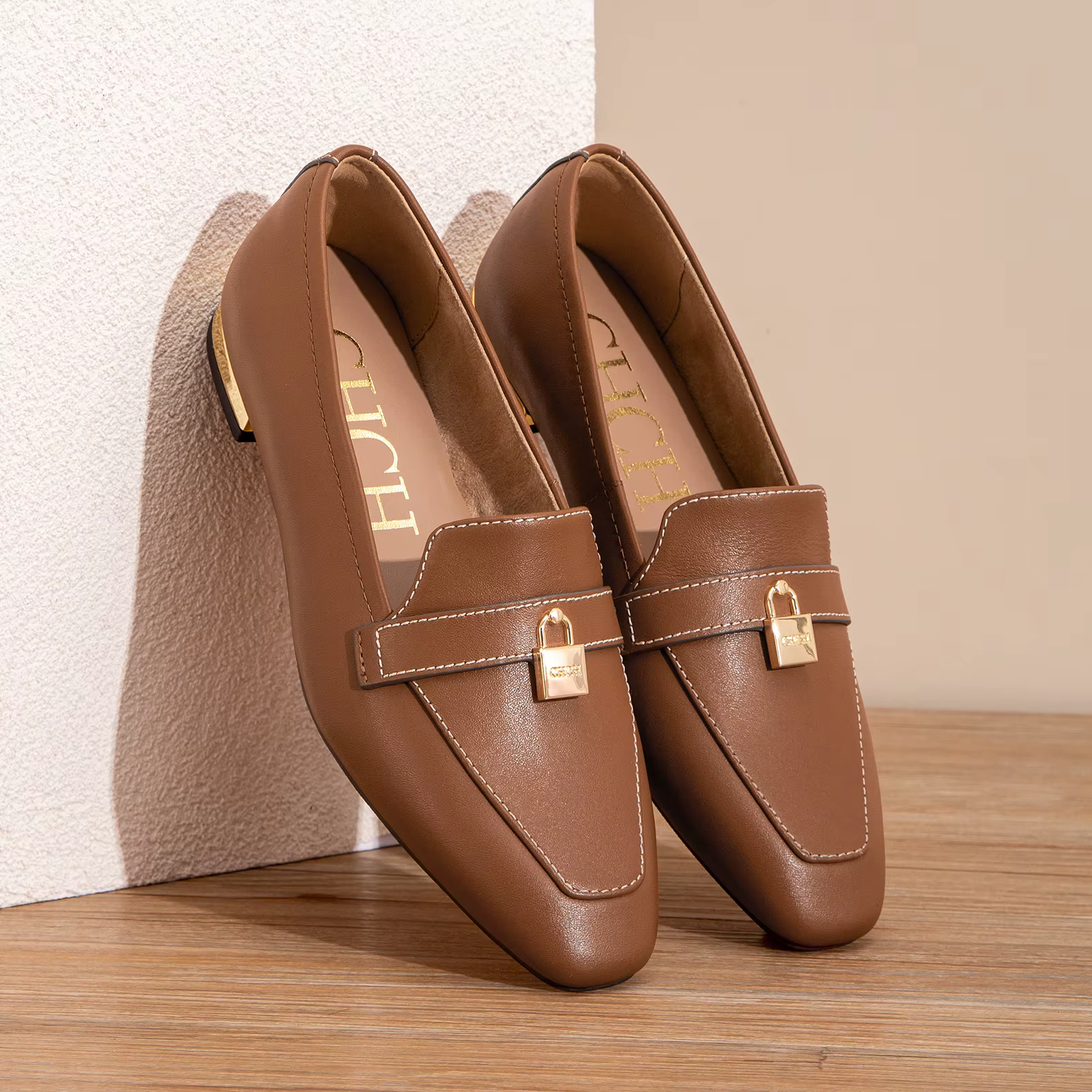 CHCH chaussures plates pour femmes 2025 automne nouveau confortable en cuir de vache noir affaires b