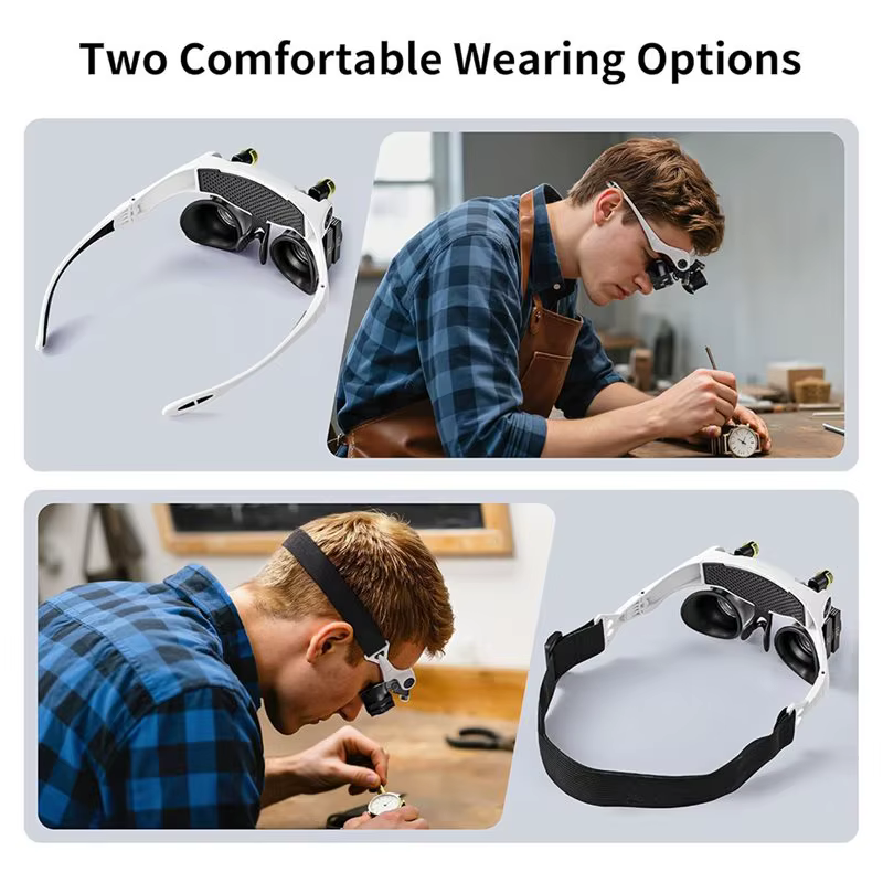Loupes à lumière LED ABUP, loupe mains libres avec 14 lentilles interchangeables (3X, 4X, 5X, 6X, 7X