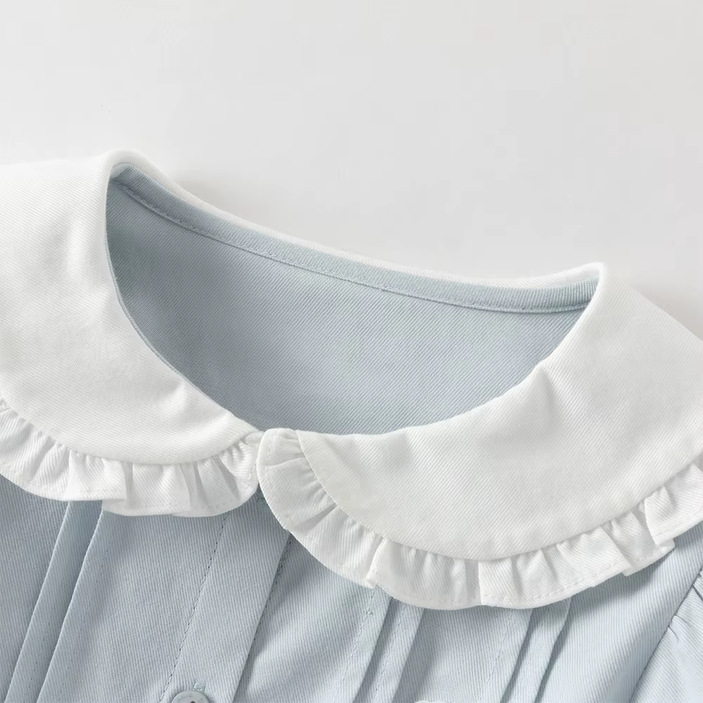 Dave Bella enfants demi jupe ensemble automne printemps filles dentelle col haut jupe plissée deux p