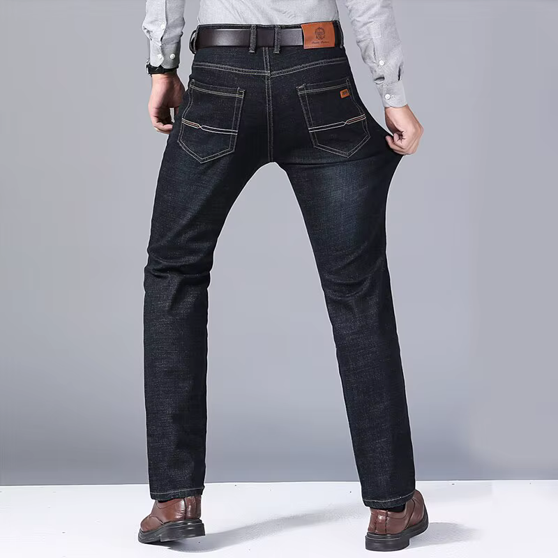Hommes doux droit Denim pantalon 2025 automne classique affaires noir Biker jean salopette Masculino