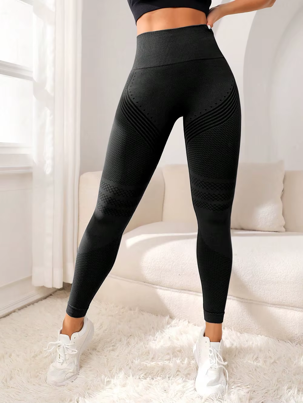 Pantalons de sport avec lignes sexy, pantalons serrés de sport pour femmes, taille haute, élastiques
