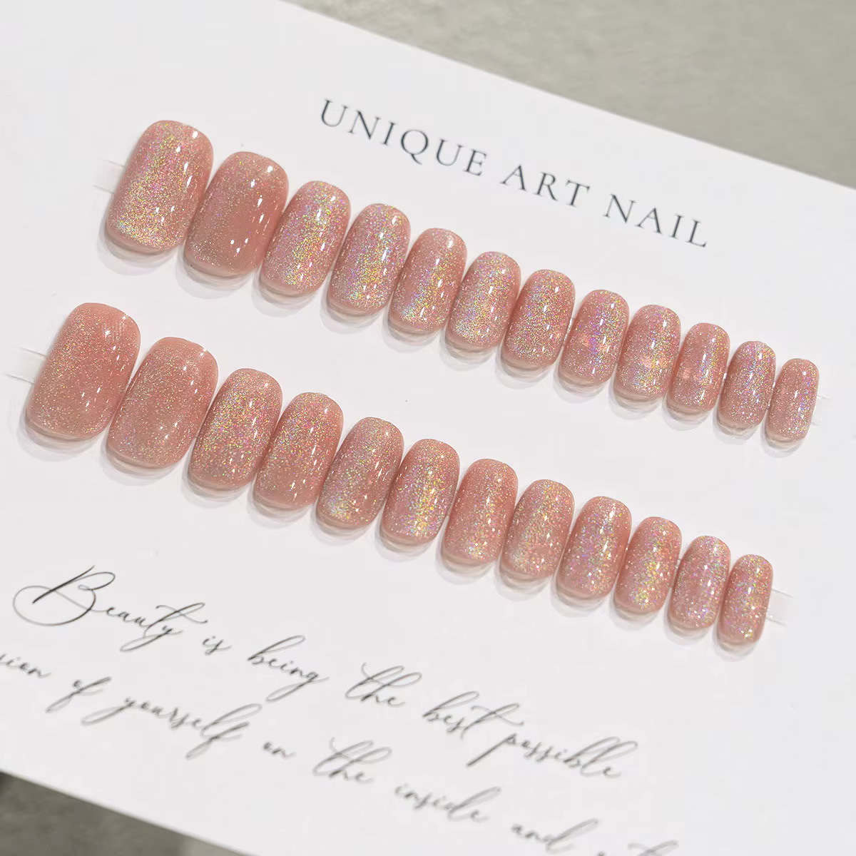 Faux ongles carrés courts et moyens, 24 pièces, scintillants, blancs, portables, argent, couverture 