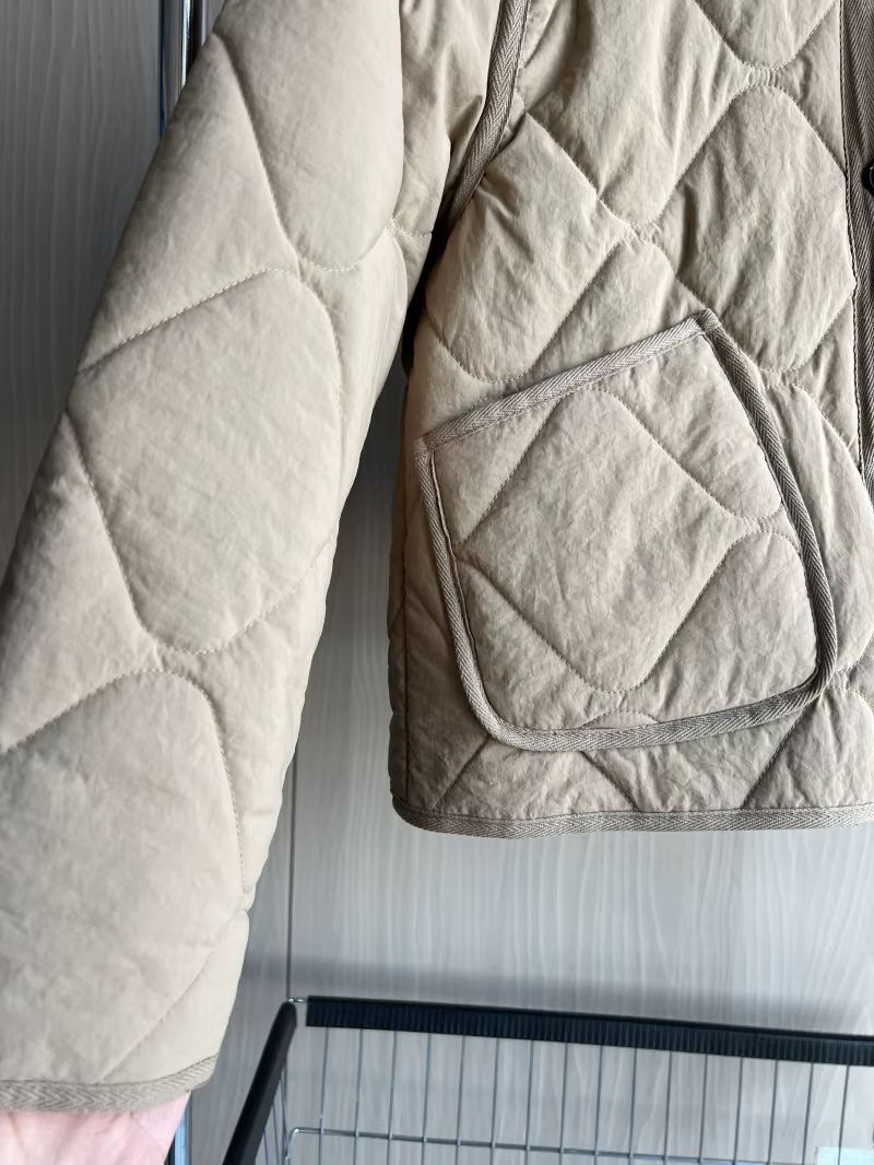 ETJ 2025 printemps nouveau femme vintage col rond matelassé coton rembourré version ample de veste d