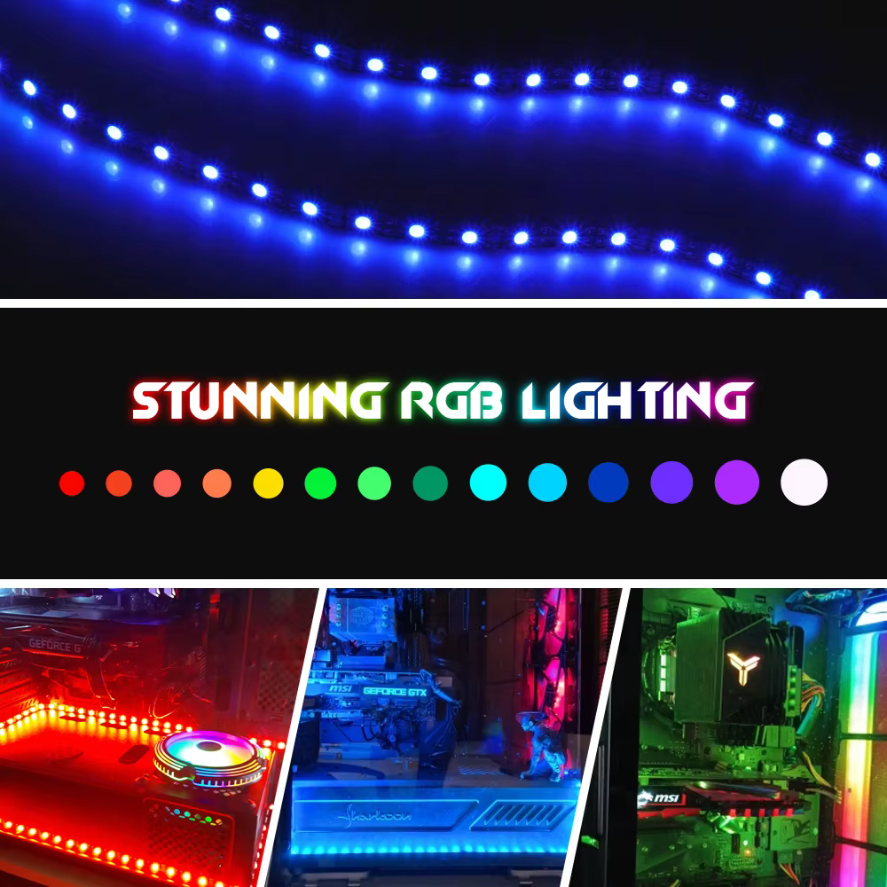 Bande lumineuse Led RGB pour PC de jeu, 12V, 4 broches, 5050 RGB, pour Aura Sync MSI Mystic Light, c