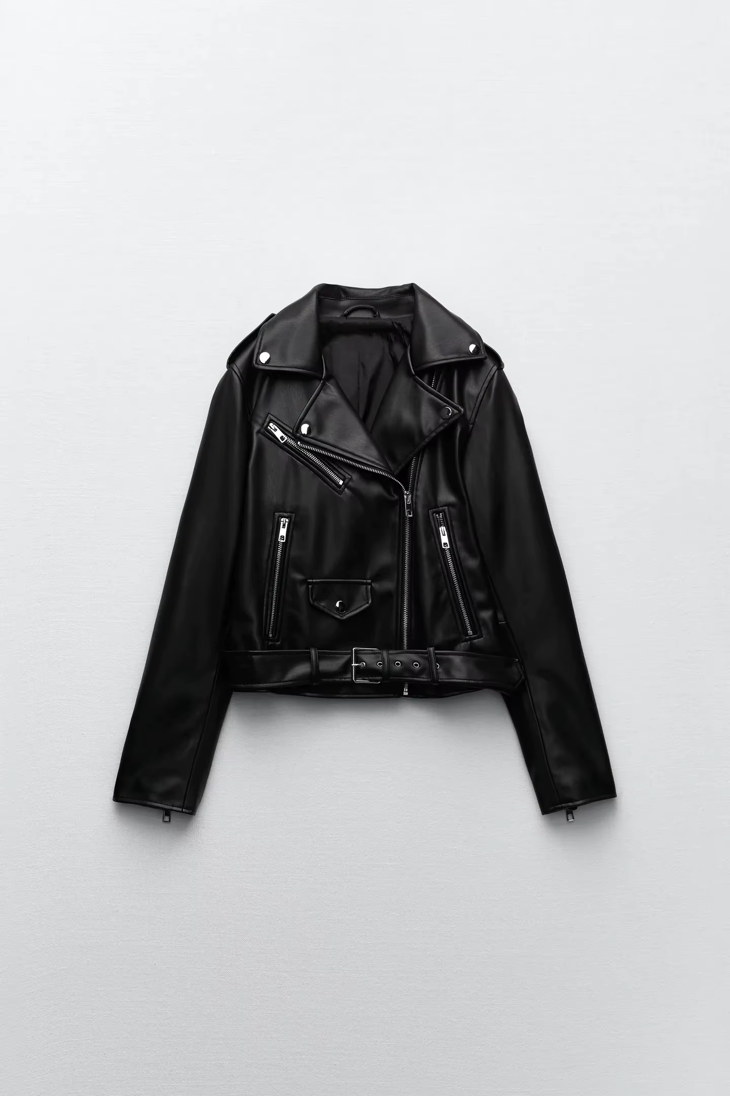 ETJ2024 automne et hiver nouvelle veste en cuir pour femme moto veste à glissière coupe ajustée mode