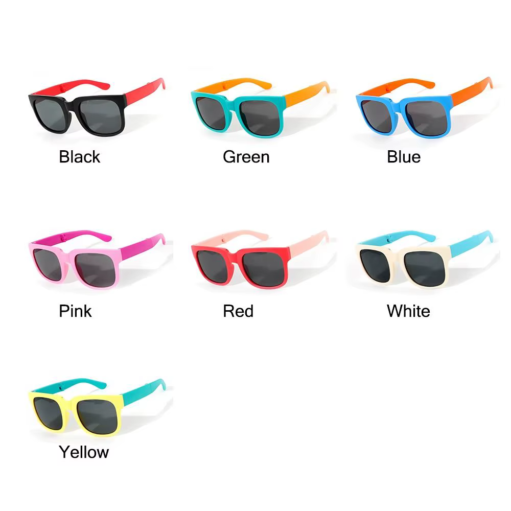 Lunettes de soleil à monture carrée pour enfants, lunettes d'extérieur pliables pour enfants, lunett