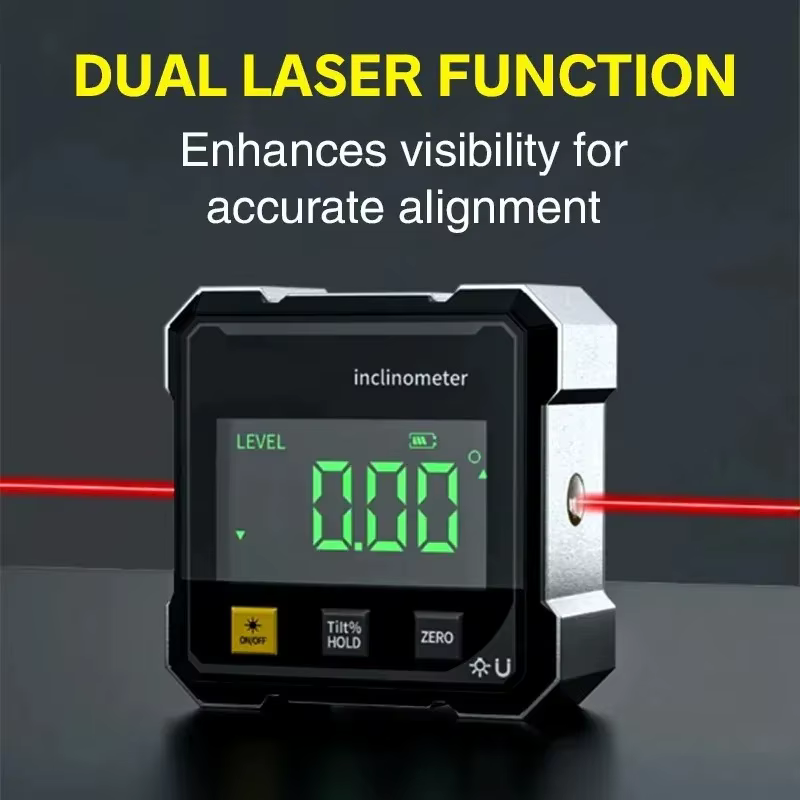 NOUVEAU Niveau numérique magnétique double face avec laser, rapporteur électronique, horizontomètre,