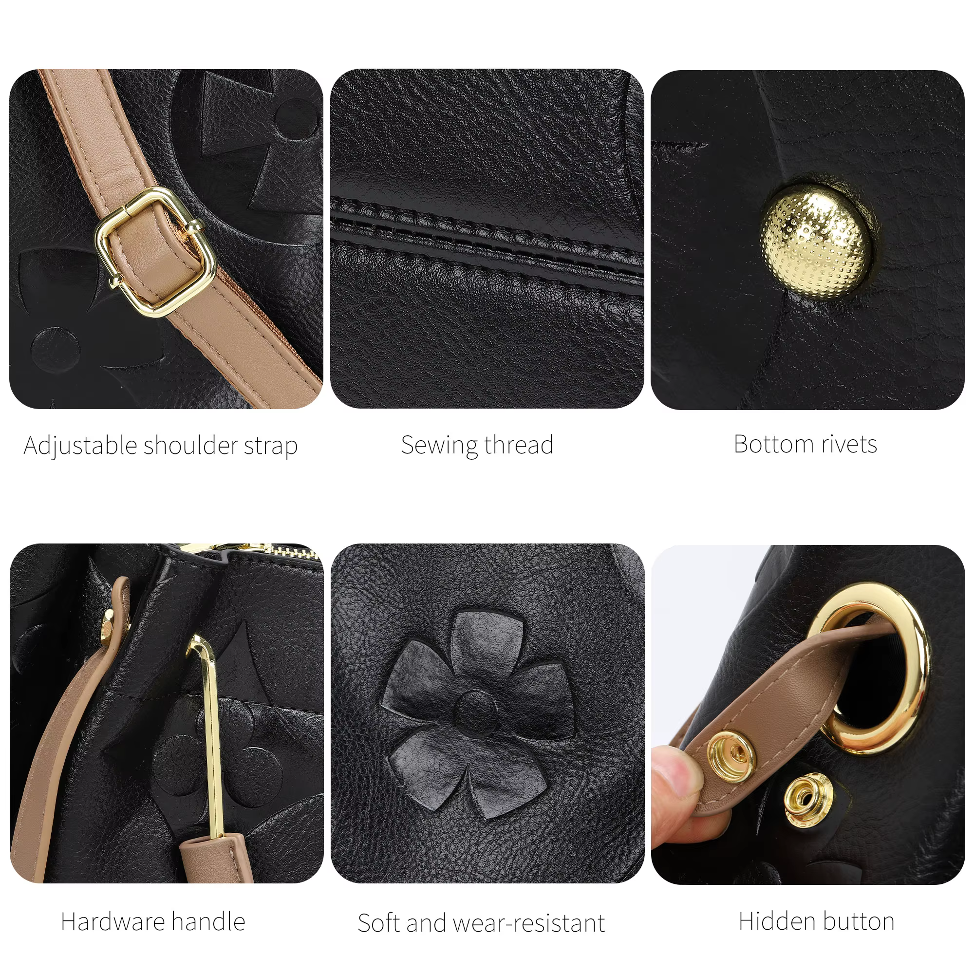Ensemble de sacs à main avec poignée supérieure, grand sac à bandoulière en cuir végétalien, sac sea