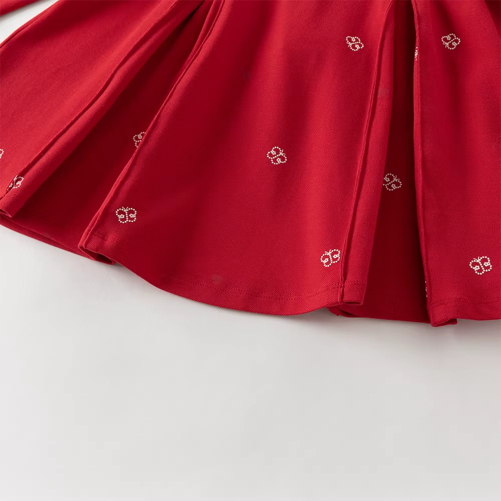 Dave Bella robe élégante pour filles printemps enfants robes de princesse jupe Polo rouge en plein a
