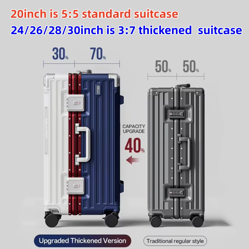 Valise à roulettes grande capacité, coque rigide en PC épais avec cadre en aluminium, serrure TSA, 2