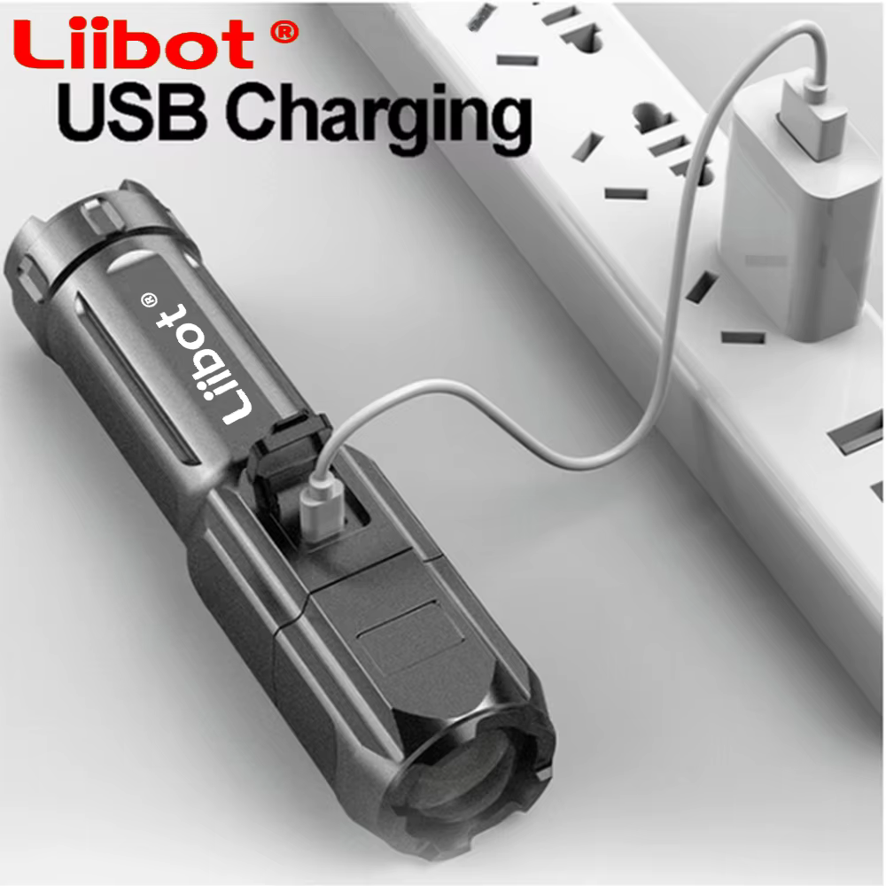 Veibot-Lampe de poche LED aste, haute puissance, USB, portable, adaptée au camping, à l'extérieur et