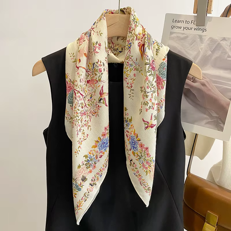 Foulard carré en pur coton pour femmes, Foulard pour cheveux, Design imprimé, Foulard de tête, à la 