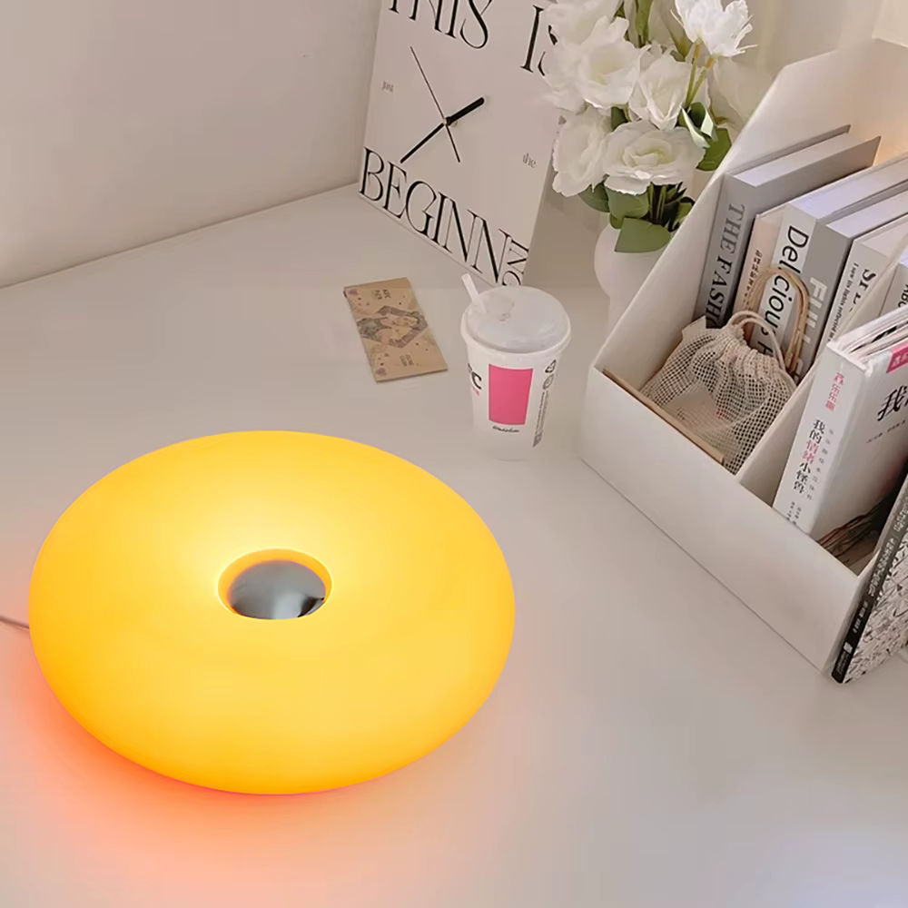 Bauhaus lampe de table prise USB chambre lampe de chevet salon salle à manger décoration beignet lum