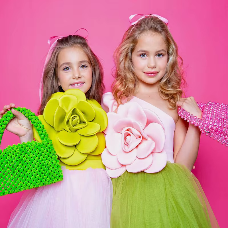 Robe de princesse 3D à fleurs pour enfants 2026, tenue de soirée formelle à manches courtes pour pet