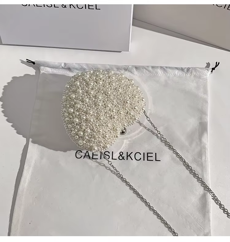 Sac à main en forme de cœur perlé pour femme, sac de soirée, pochette de fête de mariage, sac messag