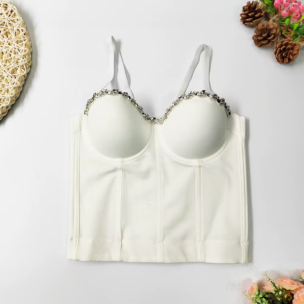 SXTHAENOO-Haut court sans bretelles pour femme, soutien-gorge en glabustier, diamant, fleur, boîte d