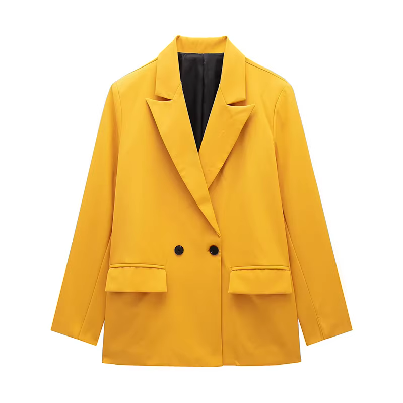 Willshela femmes mode avec poches solide Double boutonnage Blazer Vintage manches longues col cranté