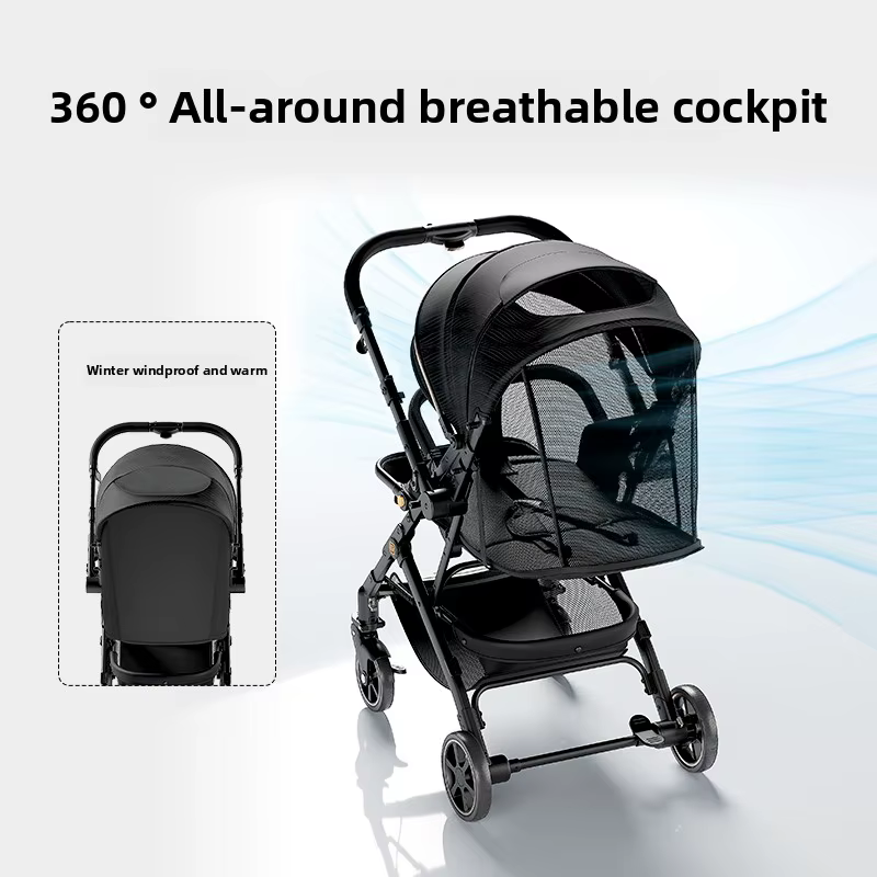 Poussette double détachable pour bébé, légère, haute vue, assise et couchée bidirectionnelle