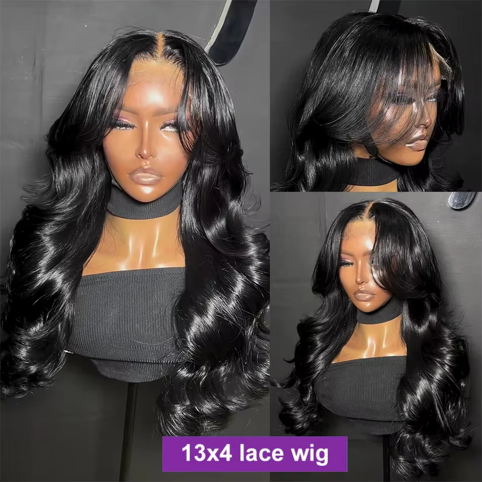 Perruque Lace Front Wig Body Wave Brésilienne Naturelle, Cheveux Humains, Sans Colle, 30 32 34 Pouce
