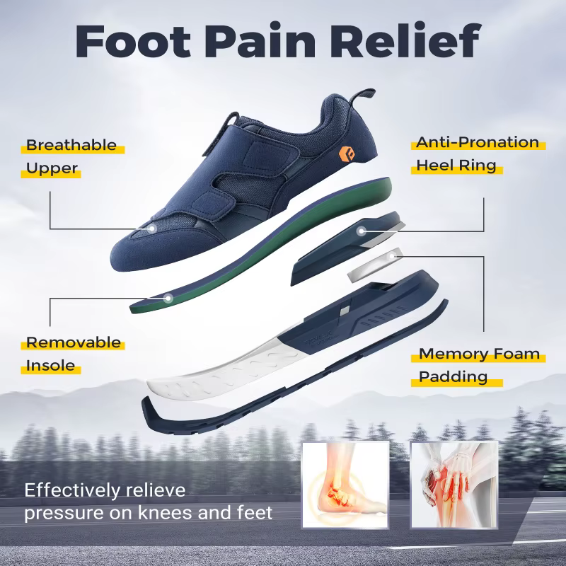 Chaussures pour diabétiques pour hommes, baskets larges à enfiler 2E pour pieds gonflés, chaussures