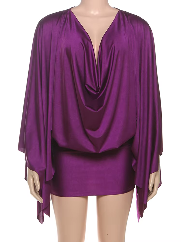 Robe classique en Satin pour femmes, élégante, classique, Y2K, décolleté en v profond, manches longu