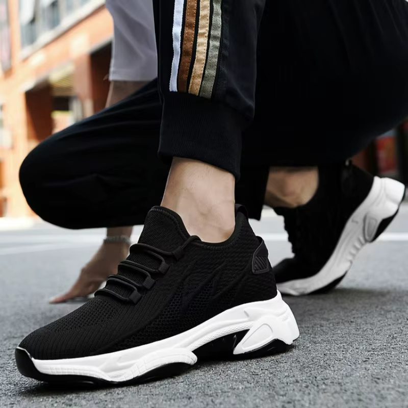 Chaussures pour hommes, baskets rehaussantes de 10 cm, respirantes, décontractées, à lacets, pour la