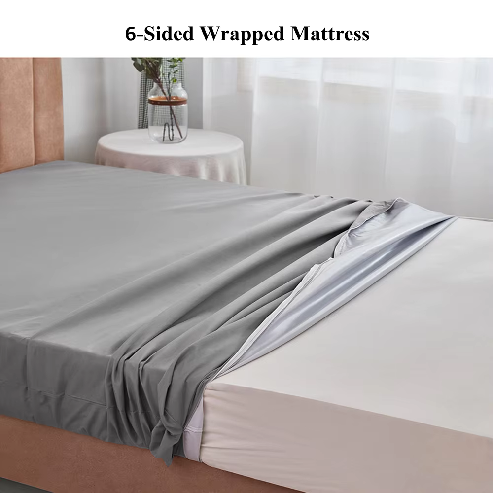 Juste de matelas imperméable entièrement fermée à 6 côtés avec fermeture éclair, drap-housse anti-po
