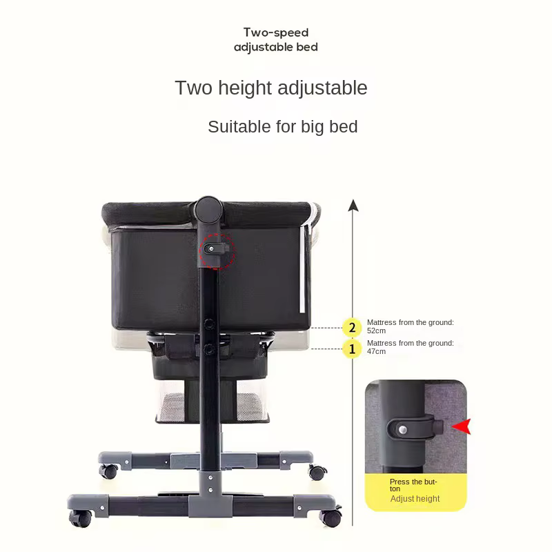 Moustiquaire multifonctionnelle pour berceau de bébé, grand sac de rangement, lit réglable en hauteu