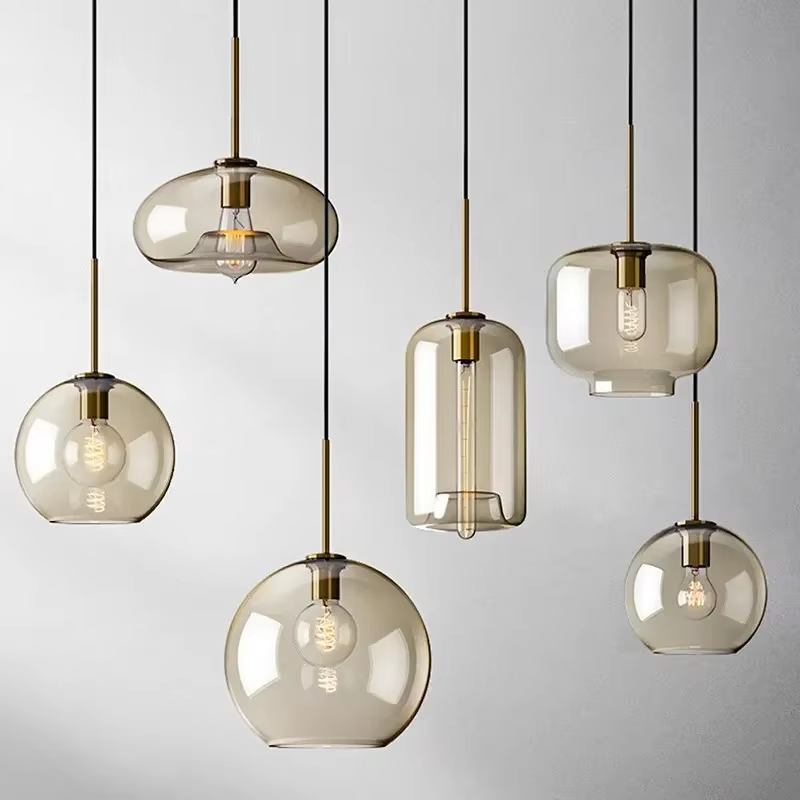 Lampe LED Suspendue en Verre au Design Nordique, 1 à 3 Têtes, Luminaire Décoratif d'Nik, Idéal pour