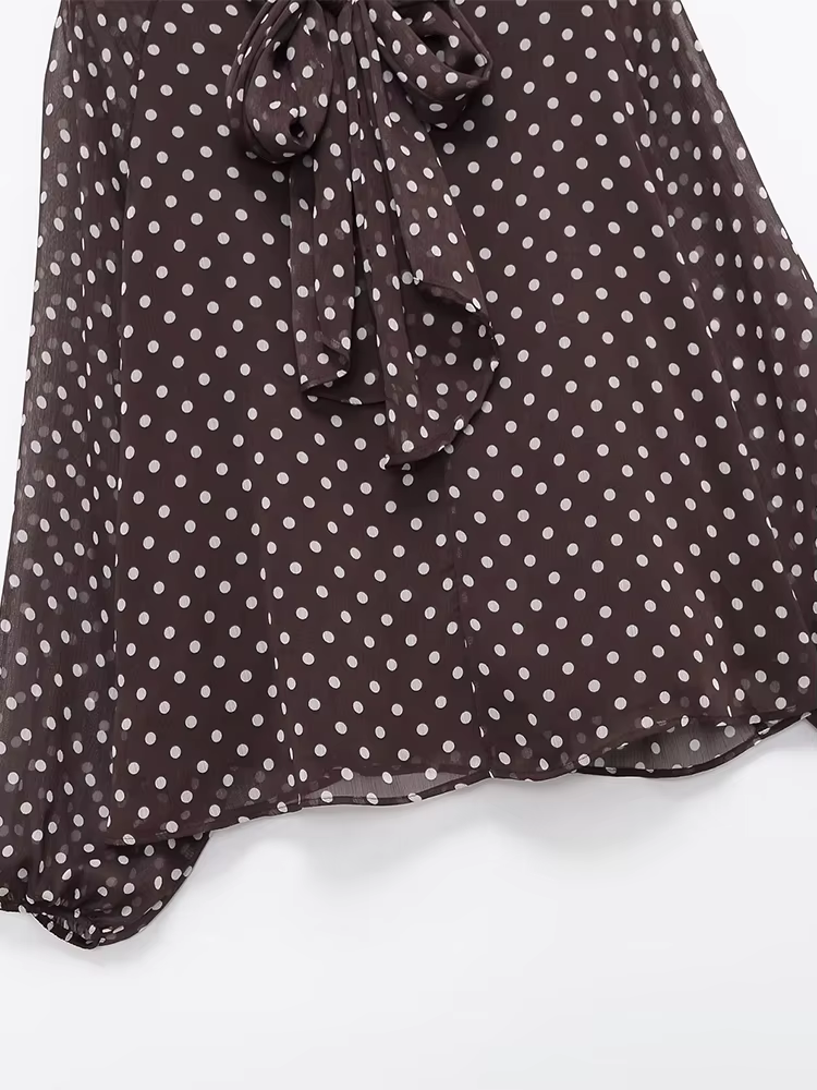 Chemisier Femme Imprimé Pois Nouvelle Collection Printemps 2026 – Blouse Élégante à Nœud Papillon et
