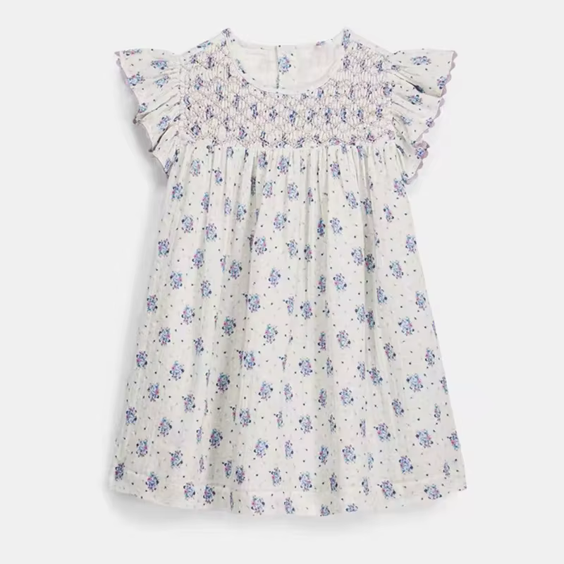 Pré-vente (expédition en mars) 2026 LM Robes d'été pour bébés filles, imprimé floral, en coton, vête
