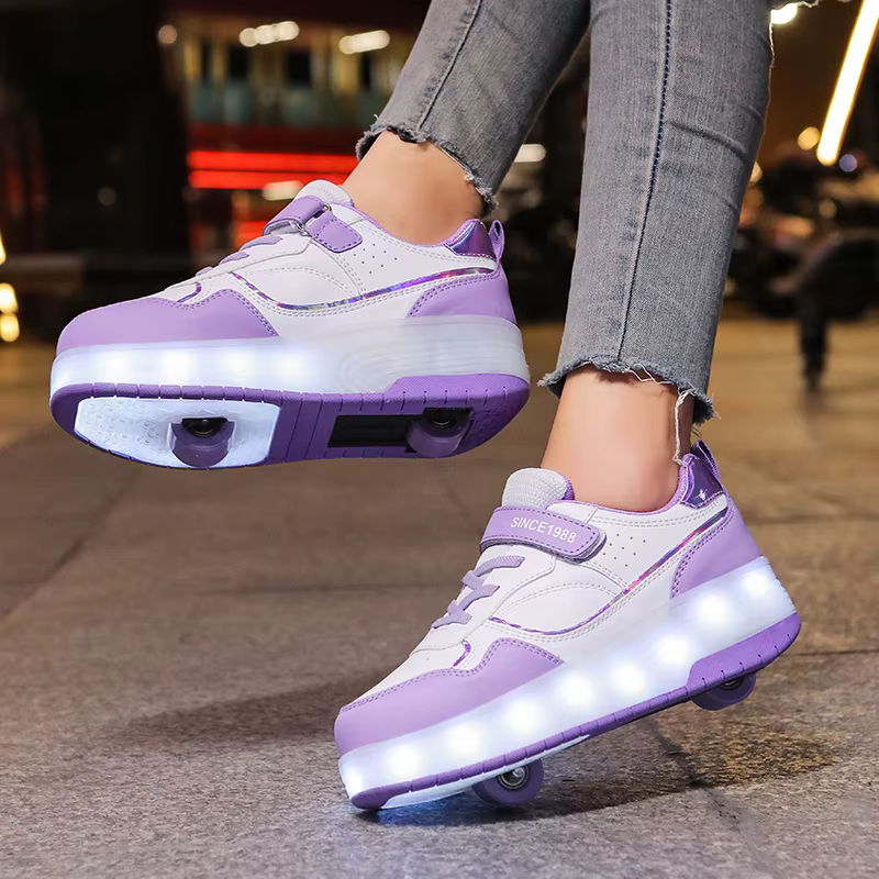 Rose mode filles garçons lumière LED patins à roulettes chaussures pour enfants enfants baskets avec