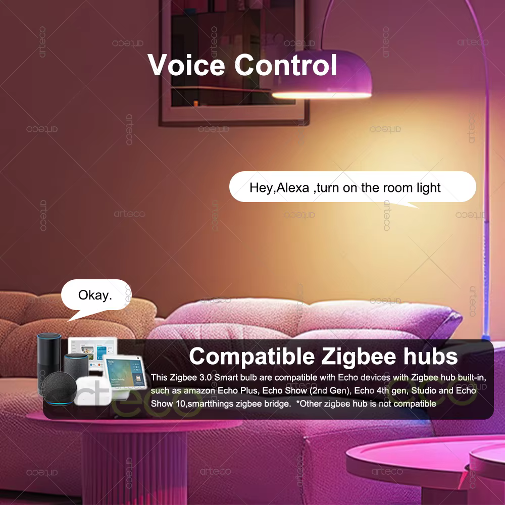 Zigbee E27 ampoule Led Alexa lampe à Led intelligente RGB CW WW ampoule Led fonctionne avec l'applic