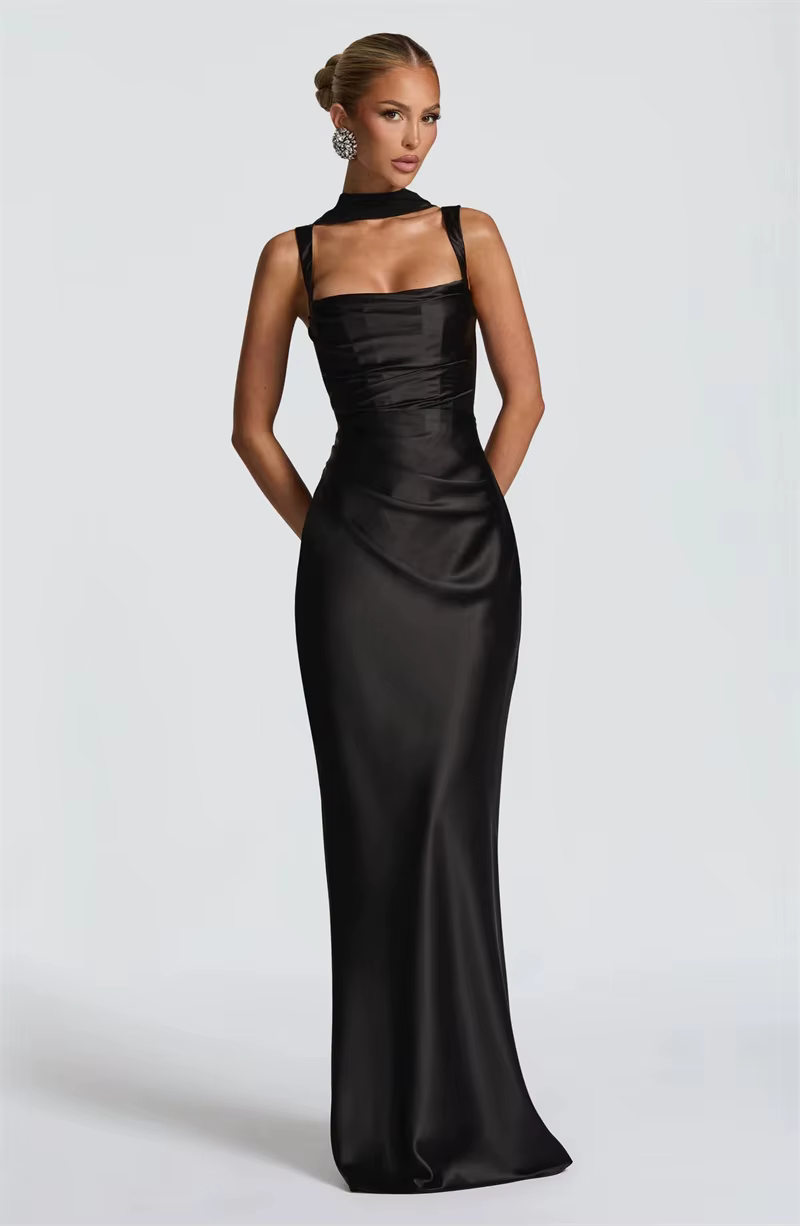 Robe longue en Satin sans bretelles, élégante, Corset vert, dos nu, rose, soirée, anniversaire, mari
