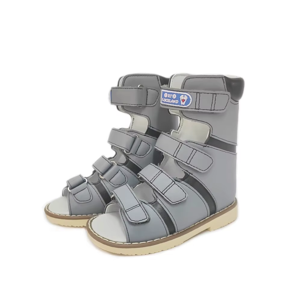 Ortoluckland enfants sandales hautes garçons chaussures orthopédiques en cuir pour enfants pied de c