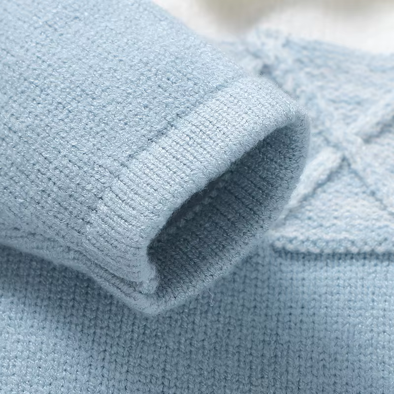 Barboteuse Bergame en Tricot Doux pour Bébé Garçon de 0 à 18 Mois, Combinaison à Manches sulfet Col 