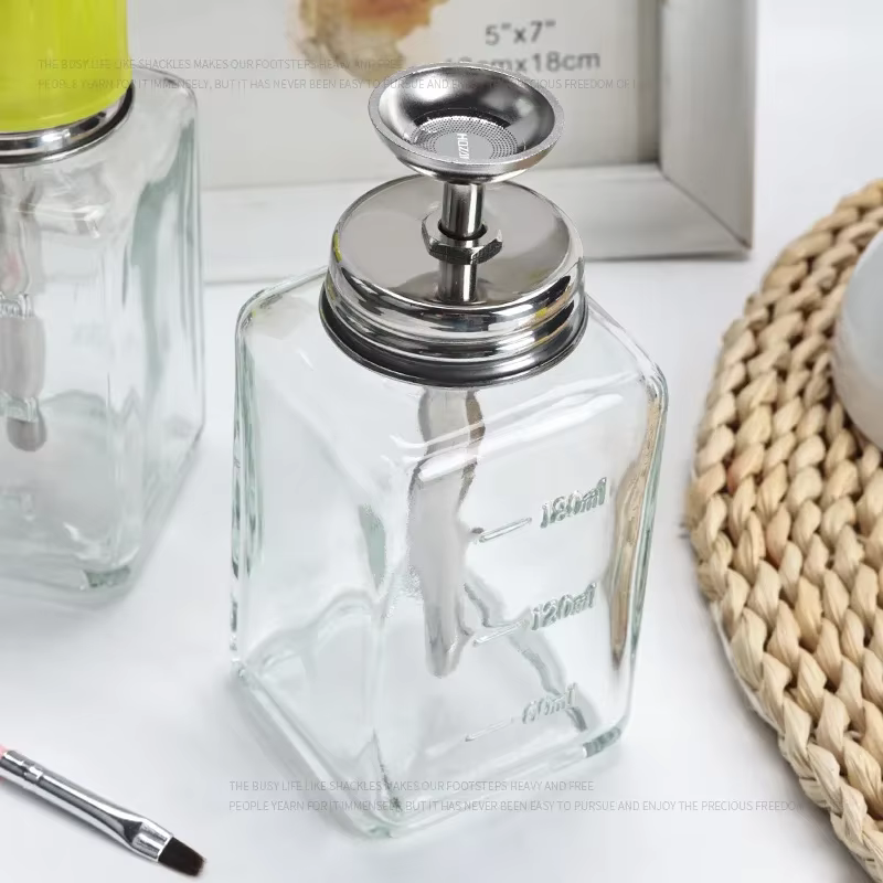 Bouteille en verre pour ongles, entonnoir de presse, bouteille d'alcool, dissolvant d'ongles, boutei