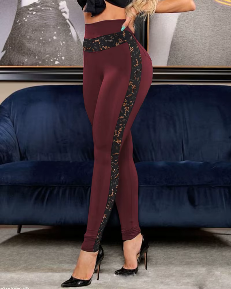 Pantalon de Yoga ample pour femmes, Legging en dentelle, Sexy, Crochet, travail rapide, Fitness, Spo