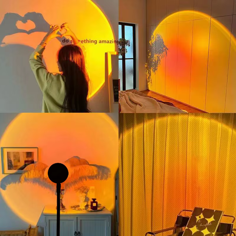 Lampe LED de coucher de soleil, projecteur USB, décoration de fête d'anniversaire, lumières d'ambian