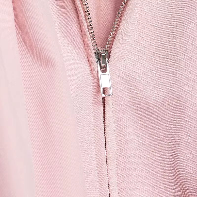 Veste Bomber Femme NLZGMSJ Printemps 2026 Manches Bouffantes Plissées Fermeture Éclair Manteau Ample