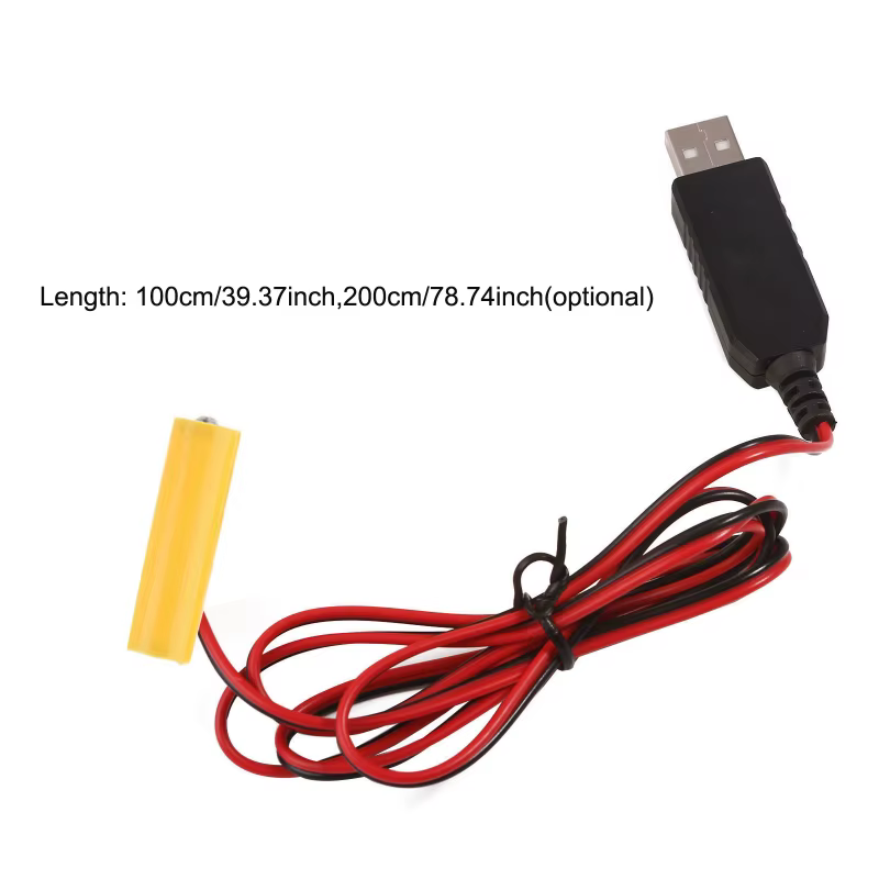 Câble USB 5V à 200 V pour l'élimination des piles AA, 100/4.5 cm, adaptateur d'alimentation, solutio