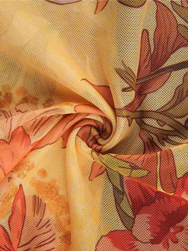 Y2K – T-shirt à fleurs transparentes en maille, Vintage, col licou, sans manches, Slim Fit, haut cou