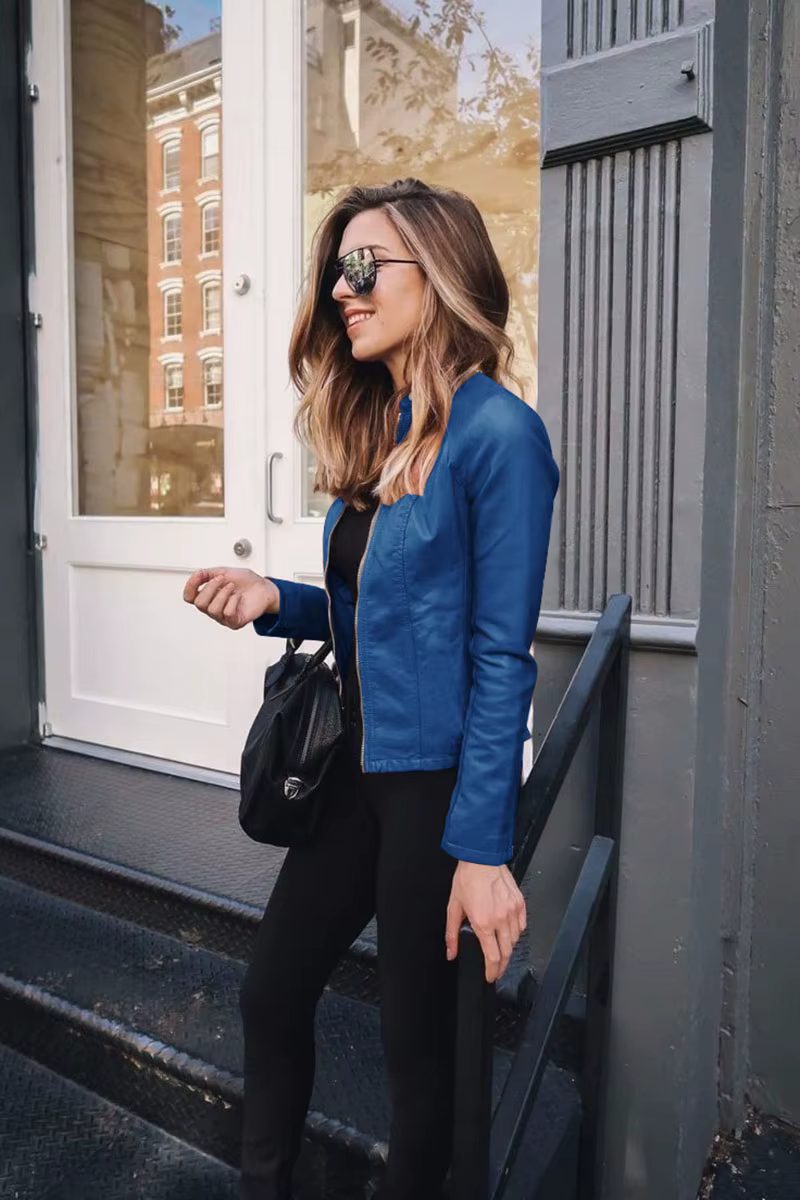 Veste bombardier Vintage en cuir PU pour femme, coupe-vent à fermeture éclair, mode décontractée, au
