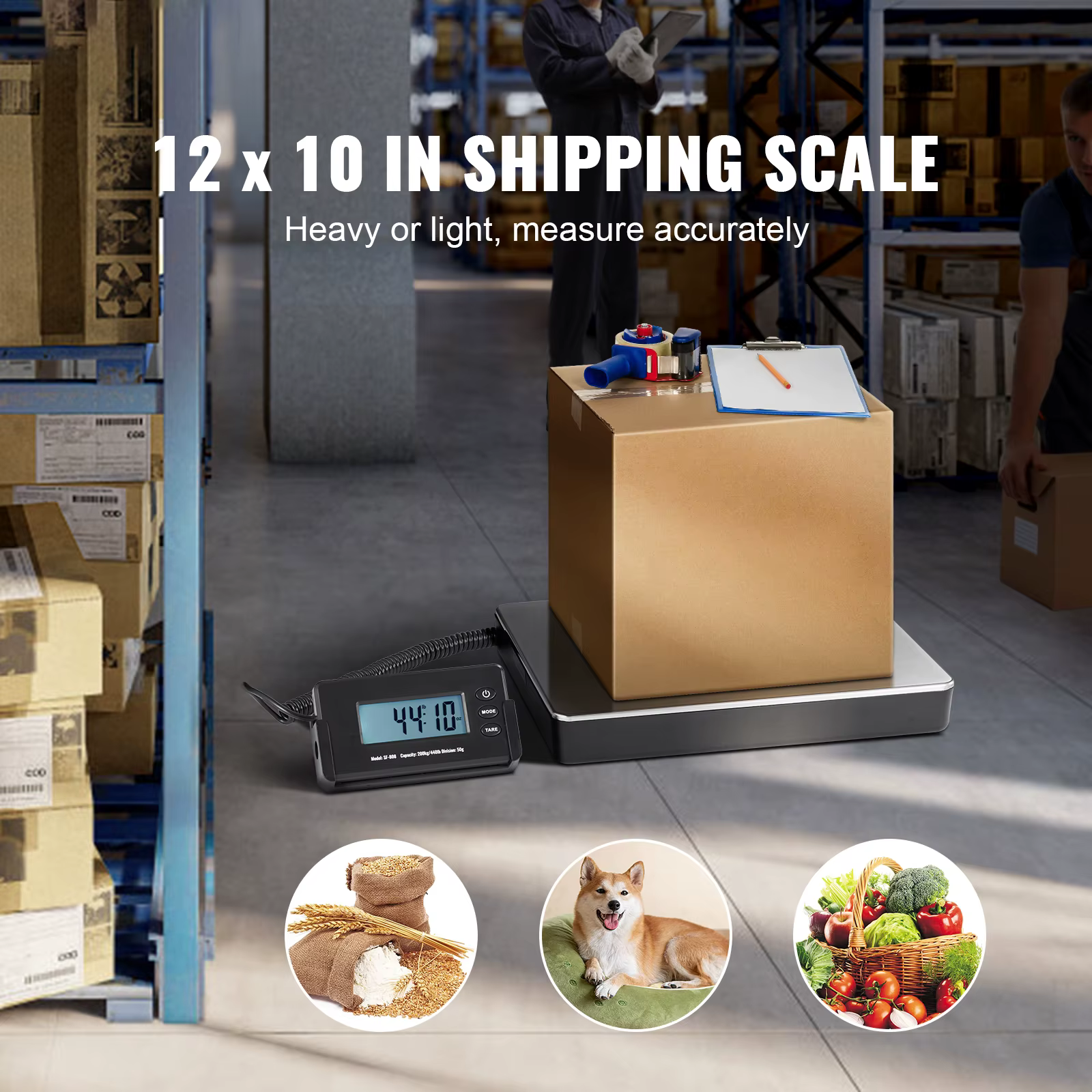 SucceBuy 440lbs balance d'expédition numérique avec minuterie fonction de tara HD écran LCD paquet P