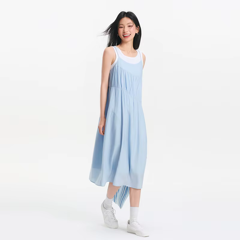 Ensemble Robe Débardeur Femme Semir 2025 – Collection Été Couleur Unie Texturée Ourlet Irrégulier Ef