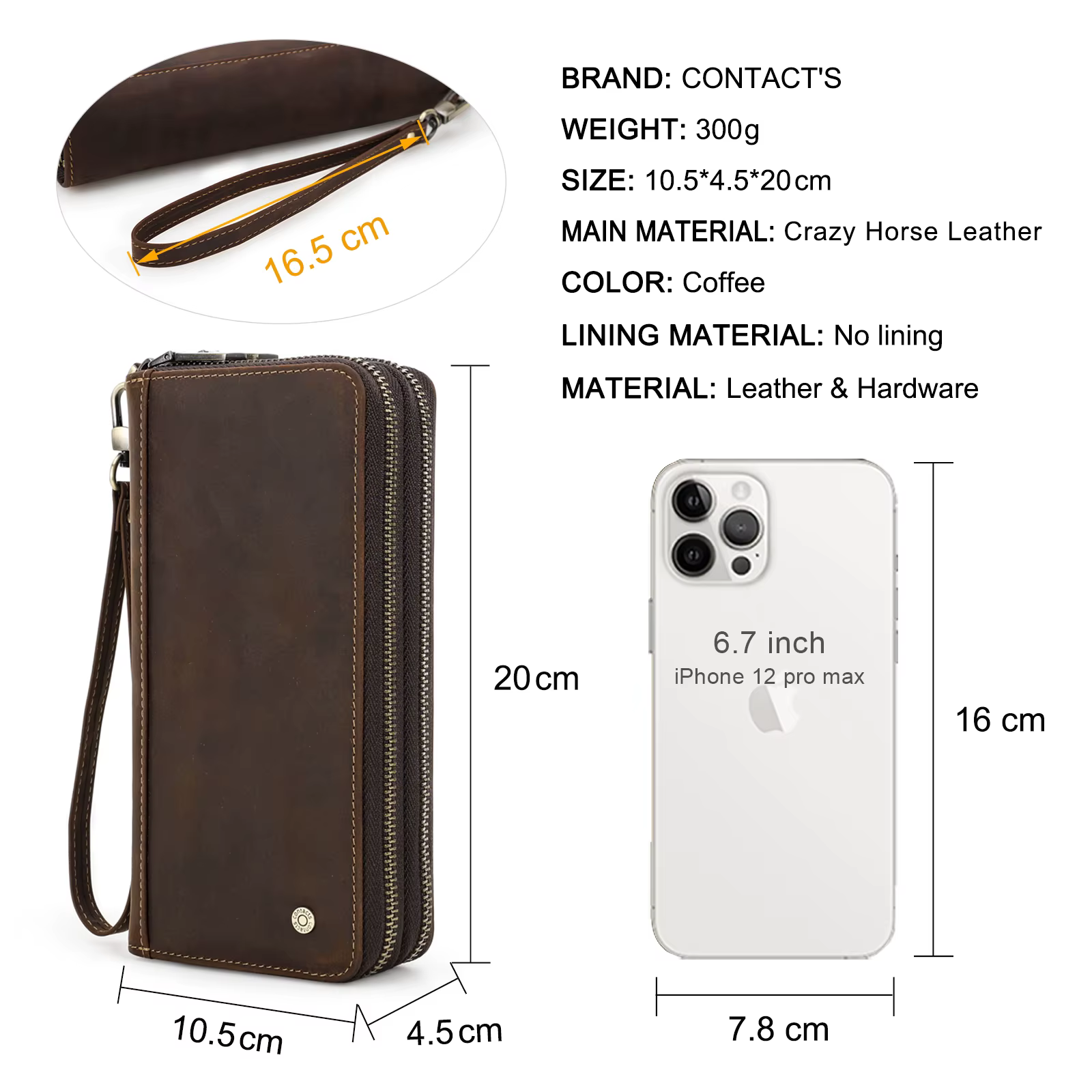 Portefeuille en cuir véritable pour hommes, pochette porte-cartes, portefeuilles longs, double ferme