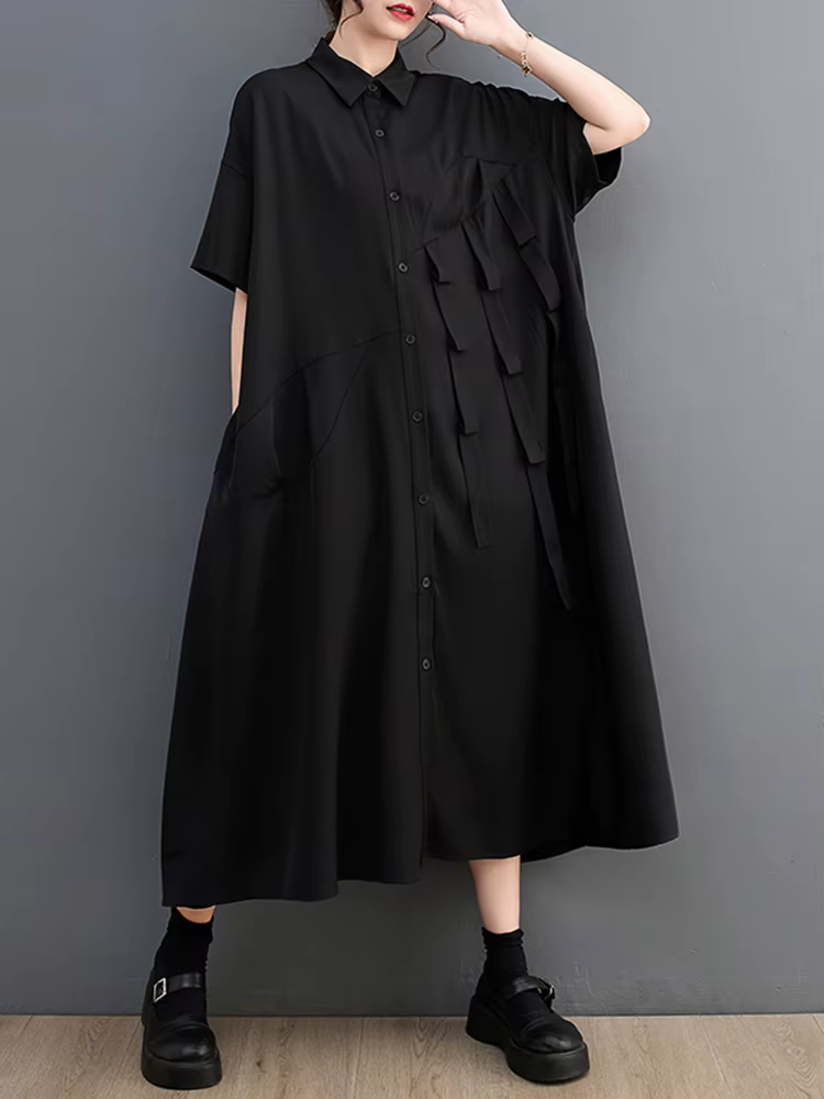 Robe Chemise Décontractée à Manches Courtes pour Femme, Vêtement Élégant et Vintage, à la Mode, Nouv