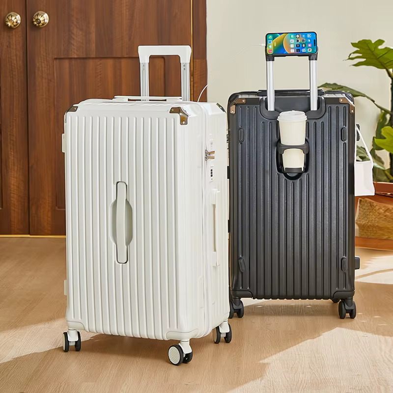 Bagage roulant de grande capacité de 20 à 26 pouces, avec porte-gobelet, sac de voyage, support de t